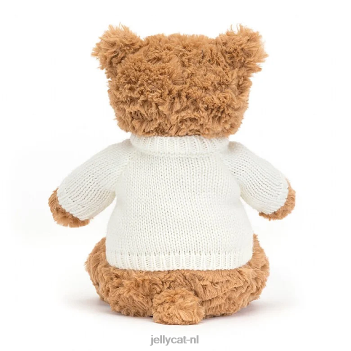 Jellycat Bartholomeus beer met gepersonaliseerde crèmekleurige trui bruin NJJ6889 speelgoed-