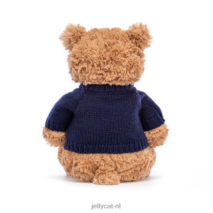 Jellycat Bartholomeus beer met gepersonaliseerde marineblauwe trui bruin NJJ68104 speelgoed-