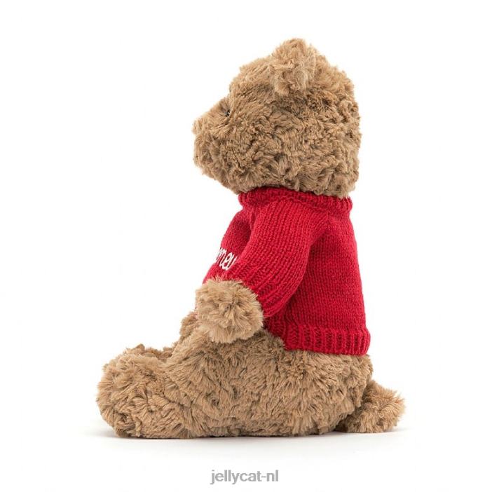 Jellycat Bartholomeus beer met gepersonaliseerde rode trui bruin NJJ68140 speelgoed-