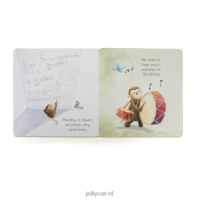 Jellycat Ik ken een apenboek en een verlegen aap bruin NJJ68746 boek