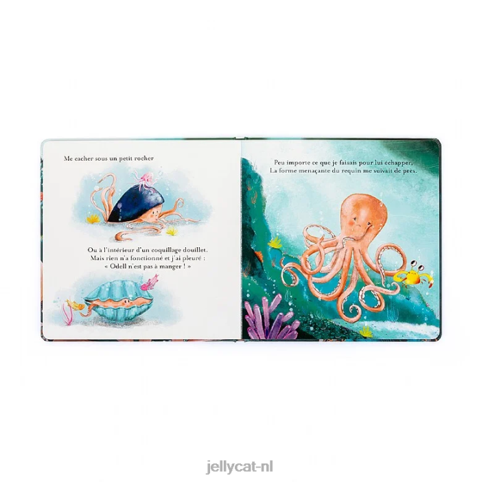 Jellycat Odell la petite pieuvre moedig gebruik livre veelkleurig NJJ68794 boek