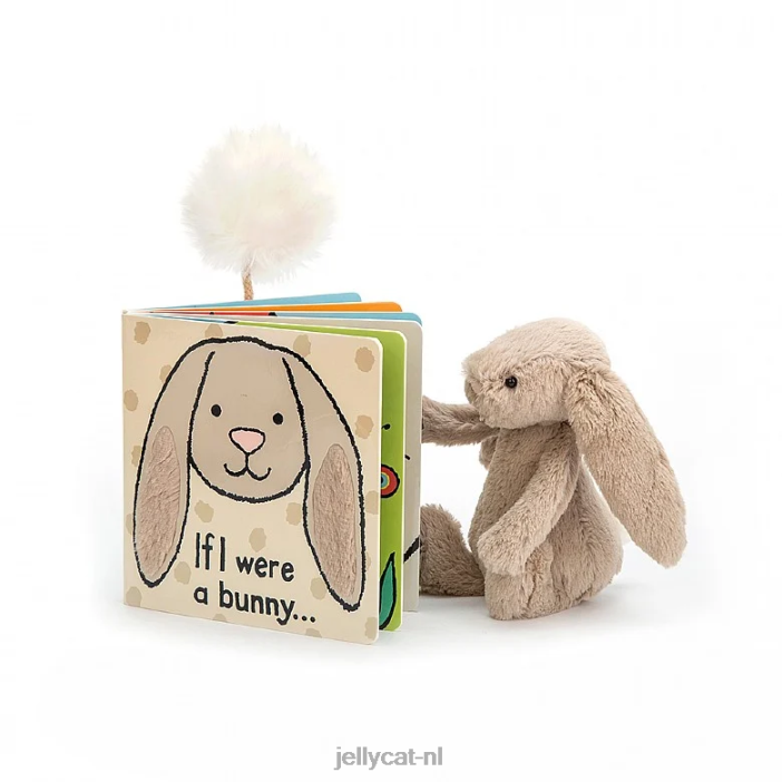 Jellycat als ik een konijnenboek was en een verlegen konijntje in beige NJJ68711 boek