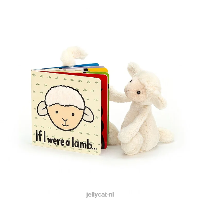 Jellycat als ik een lamsboek en een verlegen lamscrème was NJJ68735 boek