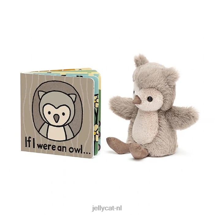 Jellycat als ik een uilenboek was en een wilgenuil grijs en wit NJJ68732 boek