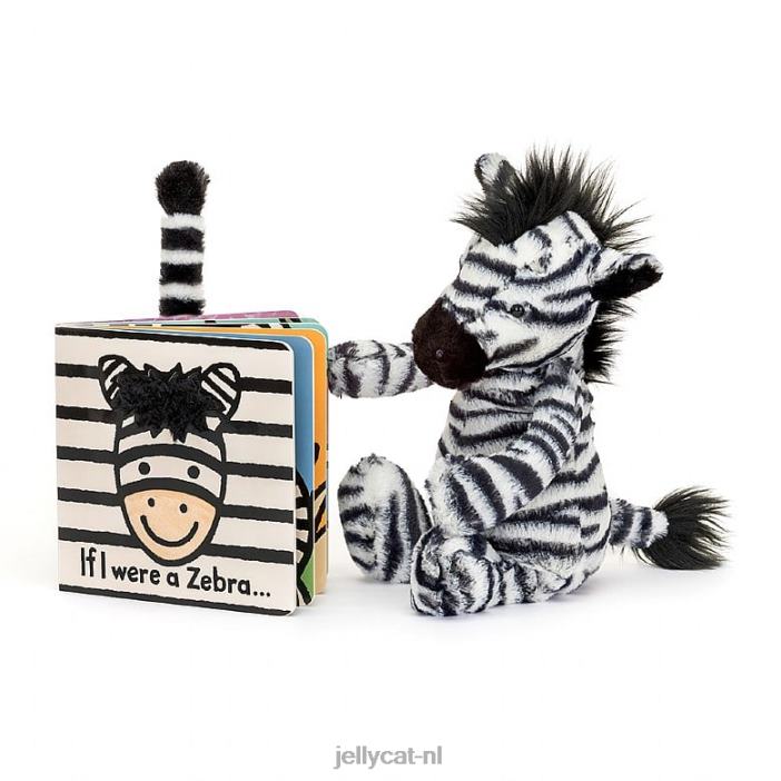Jellycat als ik een zebrakartonboek was en een verlegen zebra zwart en wit NJJ68796 boek