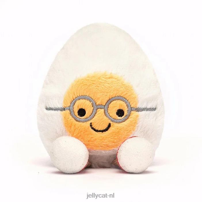 Jellycat amusant gekookt ei chic wit en geel NJJ6855 speelgoed-