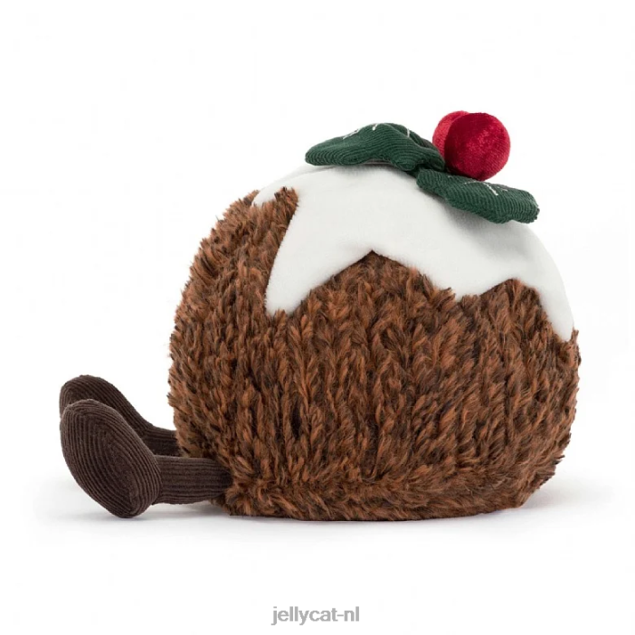 Jellycat amusante kerstpudding bruin NJJ6874 speelgoed-