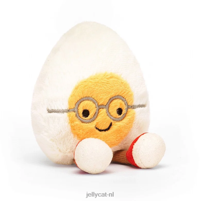 Jellycat amuseable gekookt ei geek geel en crème NJJ6832 speelgoed-
