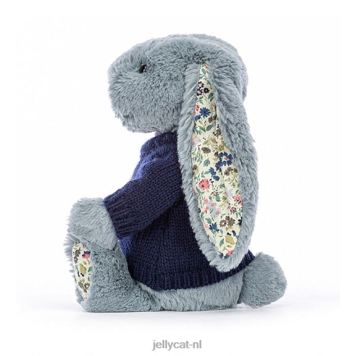 Jellycat bloesem dusky met gepersonaliseerde marineblauwe trui NJJ68436 speelgoed-