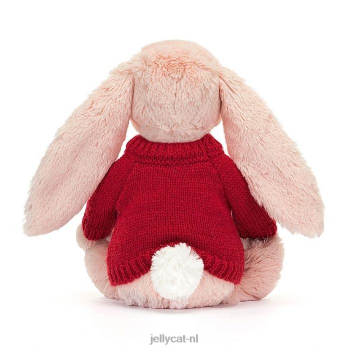 Jellycat bloesemblush konijntje met gepersonaliseerde rode trui perzik NJJ68425 speelgoed-