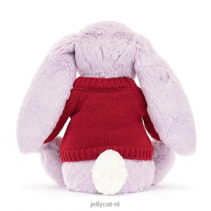 Jellycat bloesemjasmijn konijntje met gepersonaliseerde rode trui paars NJJ68399 speelgoed-