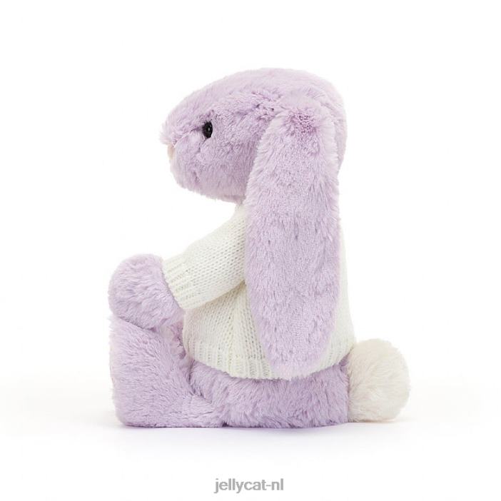 Jellycat bloesemjasmijnkonijntje met gepersonaliseerde crèmekleurige trui paars NJJ68268 speelgoed-
