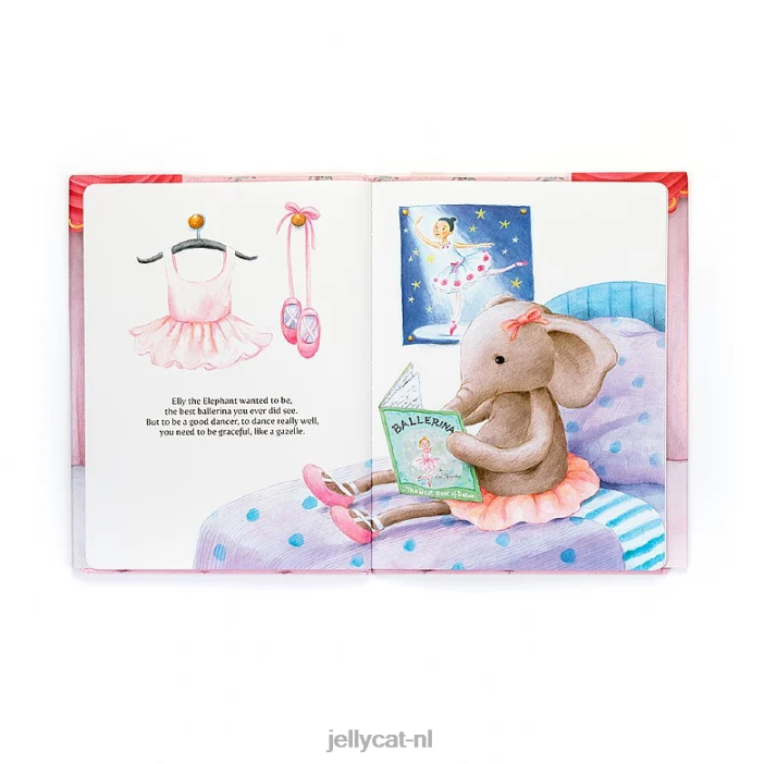 Jellycat elly ballerinaboek en dansende dartey olifant grijs NJJ68691 boek