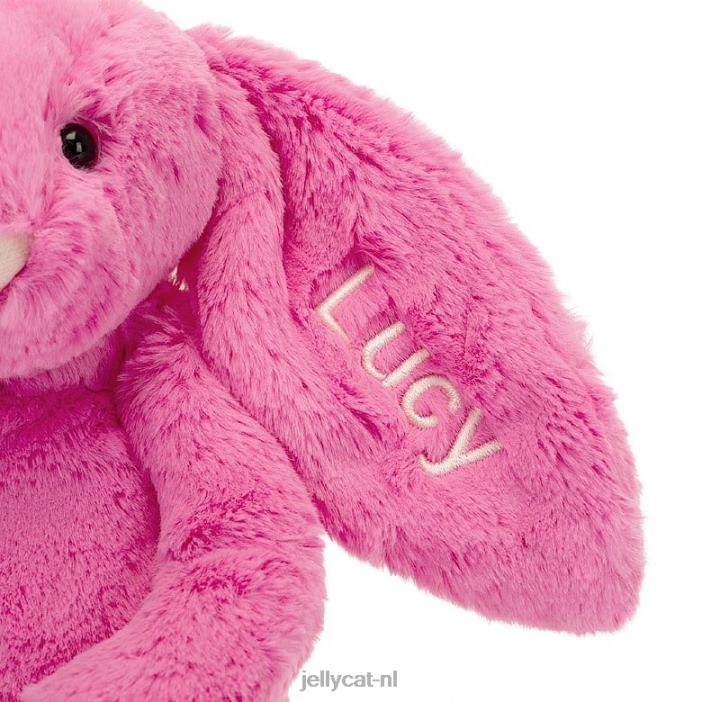 Jellycat gepersonaliseerd verlegen konijntje medium felroze NJJ68173 speelgoed-