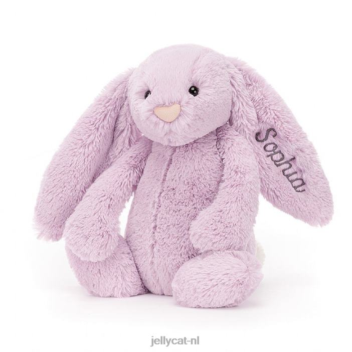 Jellycat gepersonaliseerd verlegen konijntje medium lila NJJ6892 speelgoed-