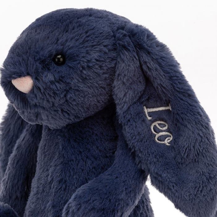 Jellycat gepersonaliseerd verlegen konijntje medium marineblauw NJJ68242 speelgoed-