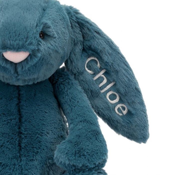 Jellycat gepersonaliseerd verlegen mineraalblauw konijntje medium kobaltblauw NJJ68346 speelgoed-