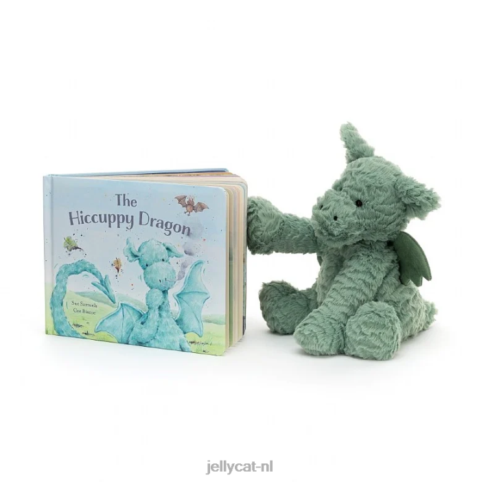 Jellycat het hik-drakenboek en fuddlewuddle-draak groen NJJ68811 boek