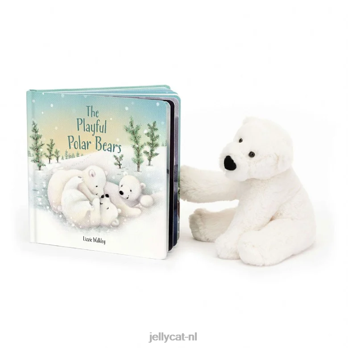 Jellycat het speelse ijsberenboek en Perry ijsbeer wit NJJ68554 boek