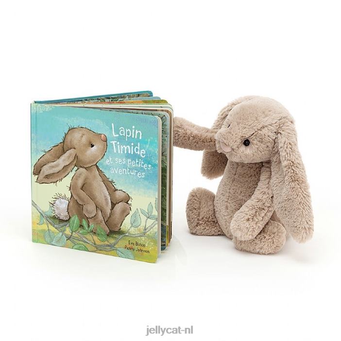 Jellycat lapin timide et ses petites aventures  verlegen konijntje beige NJJ68706 boek