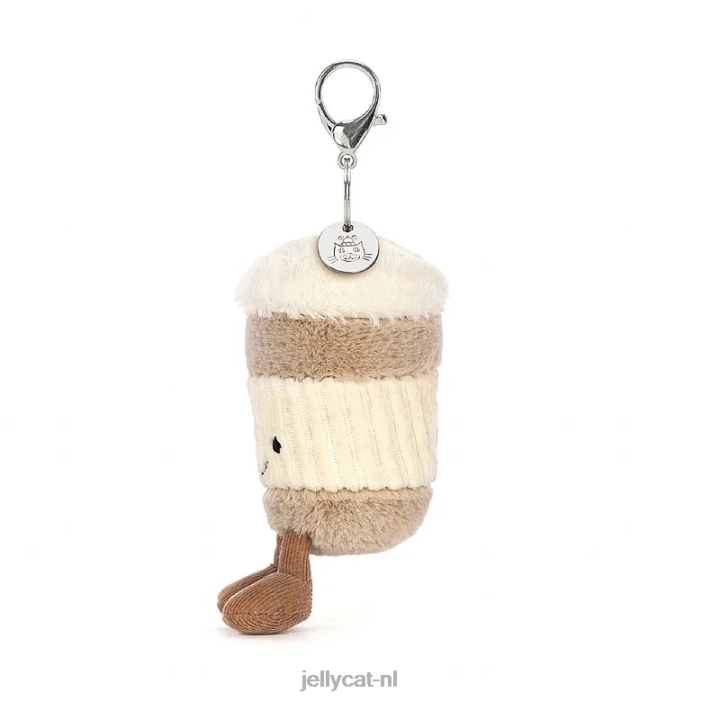 Jellycat leuke koffie-to-go tas bedel beige NJJ6834 accessoire