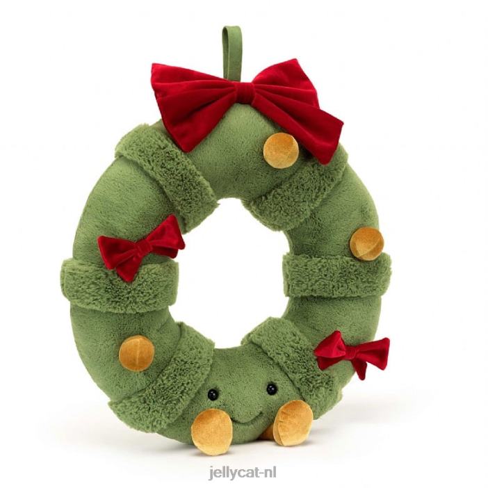 Jellycat leuke versierde kerstkrans meerkleurig NJJ68552 speelgoed-