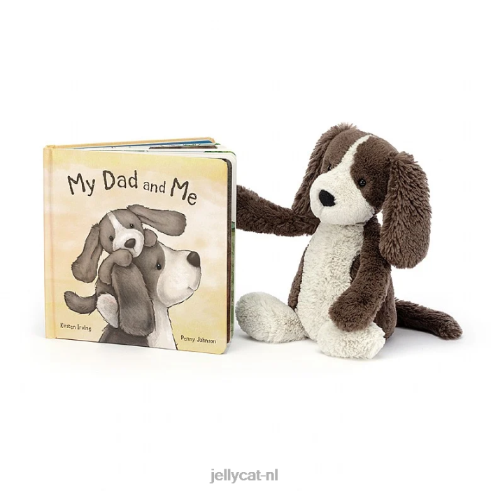Jellycat mijn vader en ik boek en verlegen fudge puppy bruin en wit NJJ68729 boek