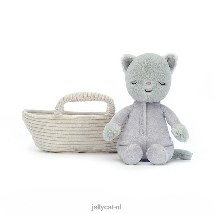 Jellycat rock-a-bye kitten grijs NJJ68407 speelgoed-