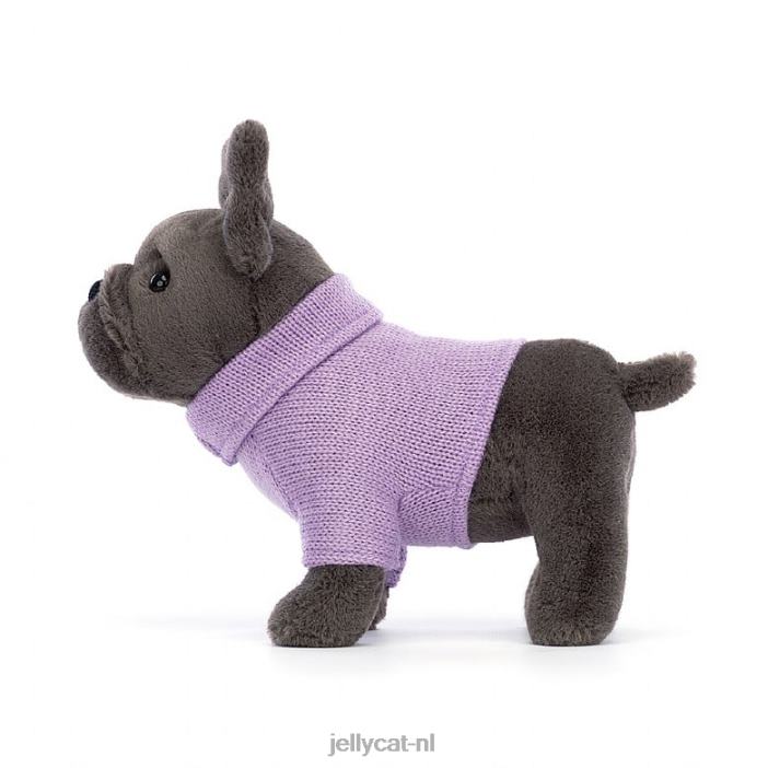 Jellycat trui franse bulldog paarse inkt NJJ68540 speelgoed-