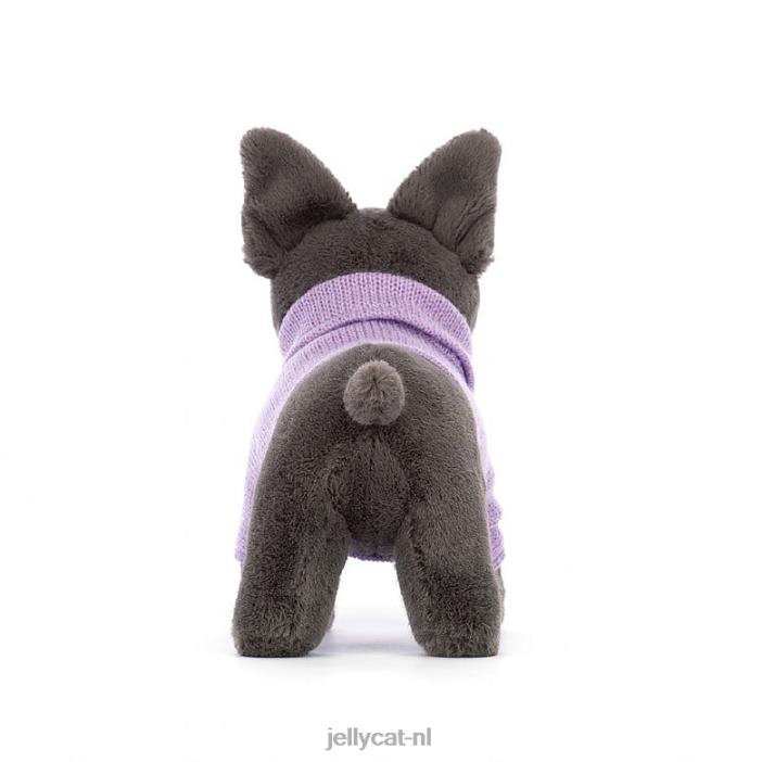 Jellycat trui franse bulldog paarse inkt NJJ68540 speelgoed-