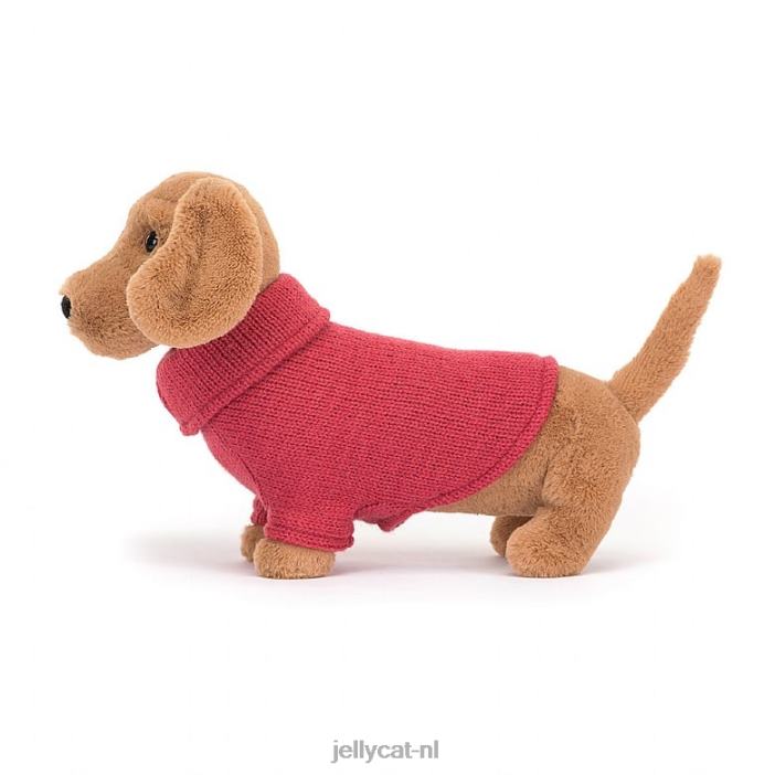 Jellycat trui worsthond roze honing NJJ68202 speelgoed-