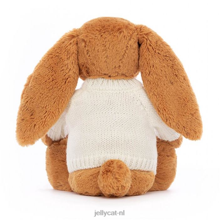 Jellycat verlegen en konijntje met gepersonaliseerde crèmekleurige trui goud NJJ68355 speelgoed-