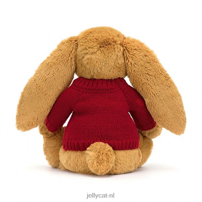 Jellycat verlegen en konijntje met gepersonaliseerde rode trui goud NJJ68333 speelgoed-
