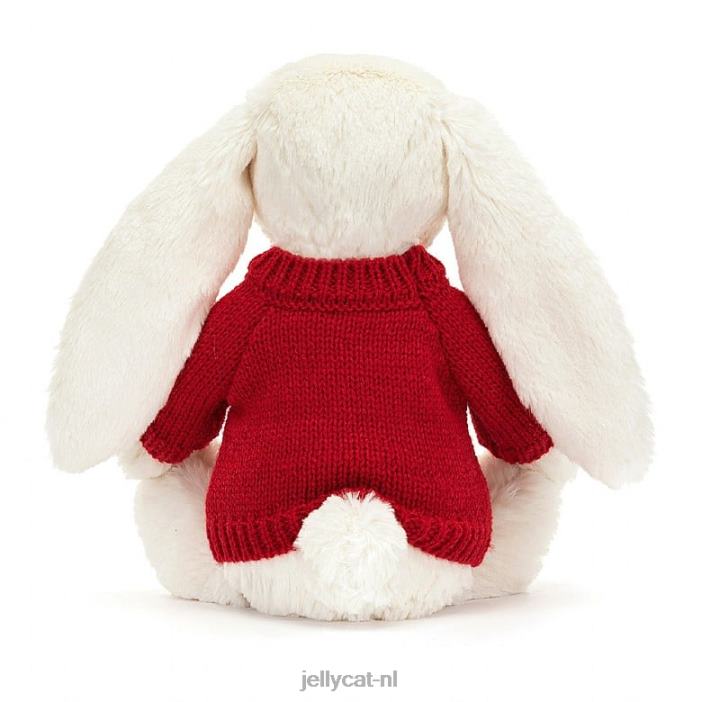 Jellycat verlegen fonkelkonijntje met gepersonaliseerde rode trui crème NJJ68213 speelgoed-