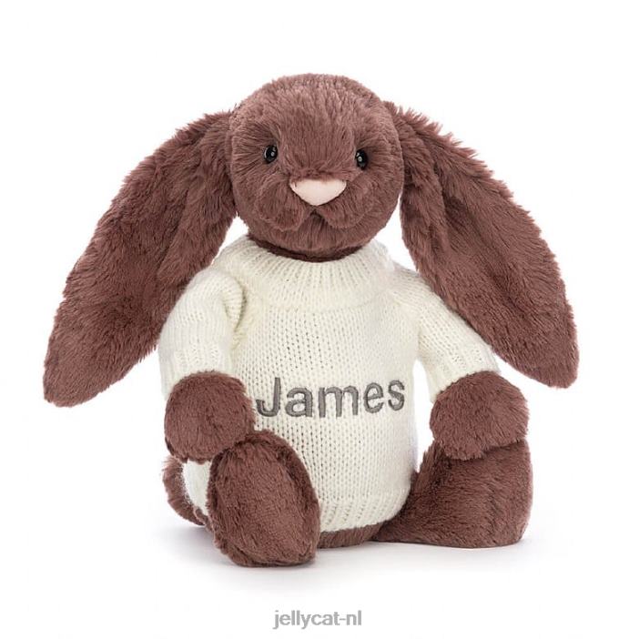 Jellycat verlegen fudge konijntje met gepersonaliseerde crème truichocolade NJJ68513 speelgoed-