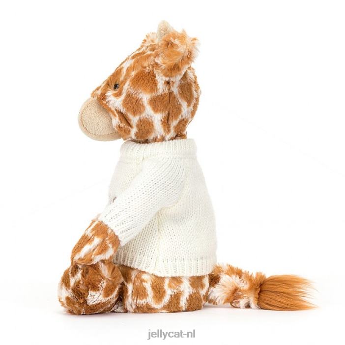 Jellycat verlegen giraffe met gepersonaliseerde crèmekleurige trui oranje NJJ68240 speelgoed-