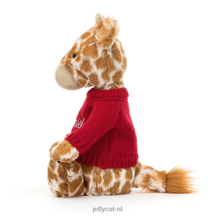 Jellycat verlegen giraffe met gepersonaliseerde rode trui oranje NJJ68224 speelgoed-