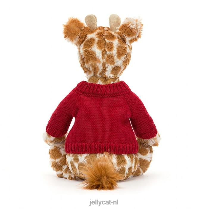 Jellycat verlegen giraffe met gepersonaliseerde rode trui oranje NJJ68224 speelgoed-