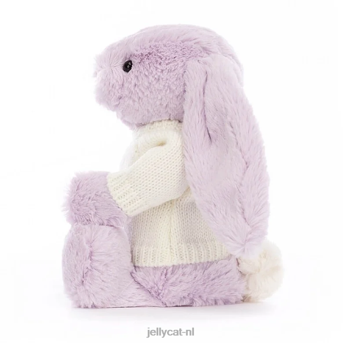 Jellycat verlegen konijntje met gepersonaliseerde crèmekleurige trui lila NJJ68257 speelgoed-