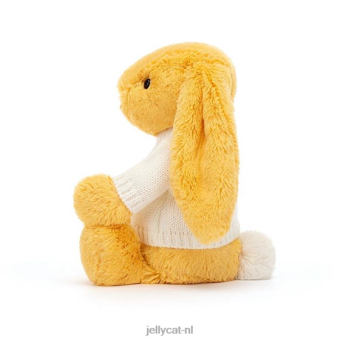 Jellycat verlegen konijntje met gepersonaliseerde crèmekleurige trui zonneschijn NJJ68483 speelgoed-