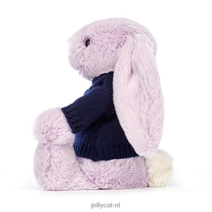 Jellycat verlegen konijntje met gepersonaliseerde marineblauwe trui lila NJJ68453 speelgoed-