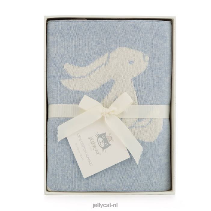 Jellycat verlegen konijntjesdeken blauw NJJ68697 speelgoed-