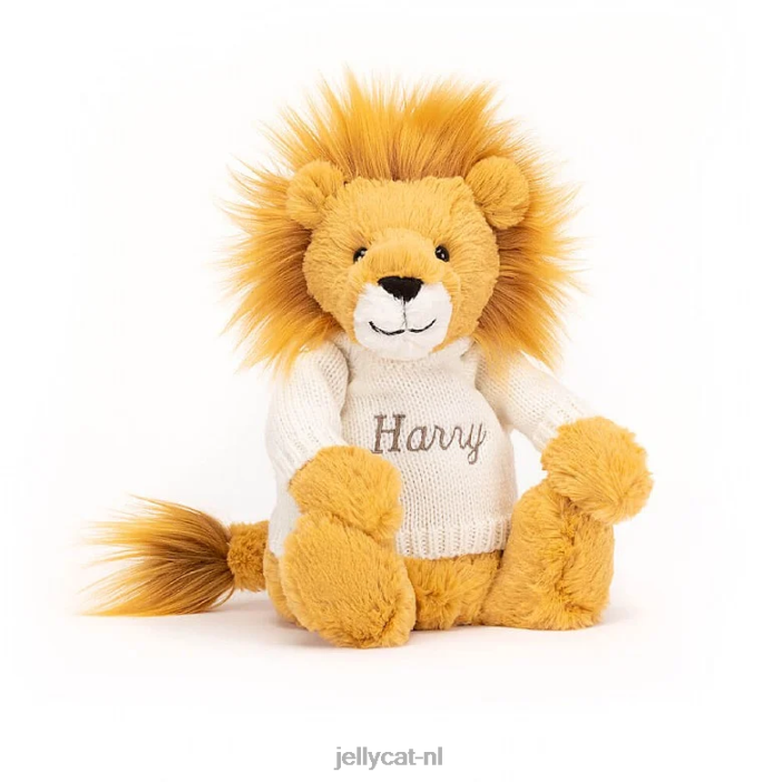 Jellycat verlegen leeuw met gepersonaliseerde crème trui geel NJJ68539 speelgoed-