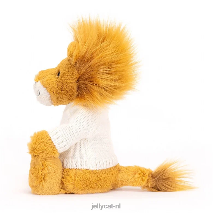 Jellycat verlegen leeuw met gepersonaliseerde crème trui geel NJJ68539 speelgoed-