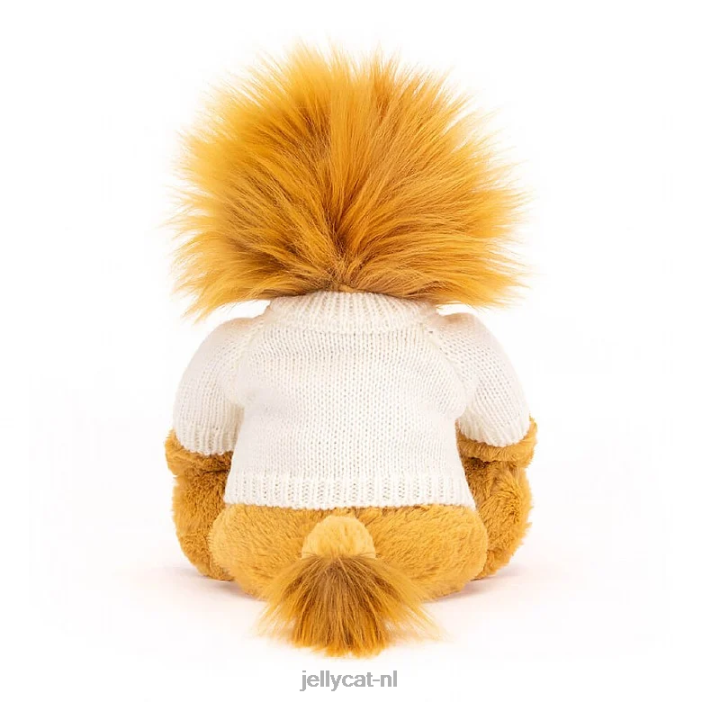 Jellycat verlegen leeuw met gepersonaliseerde crème trui geel NJJ68539 speelgoed-