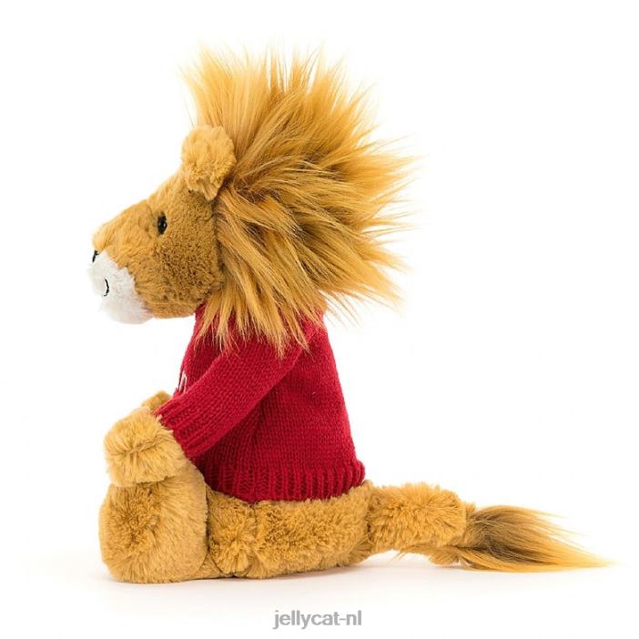 Jellycat verlegen leeuw met gepersonaliseerde rode trui geel NJJ68546 speelgoed-