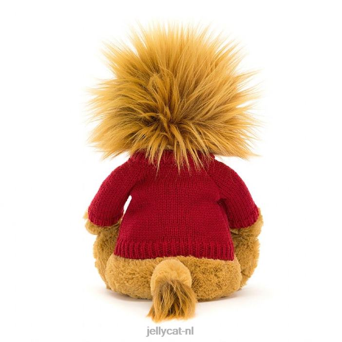 Jellycat verlegen leeuw met gepersonaliseerde rode trui geel NJJ68546 speelgoed-