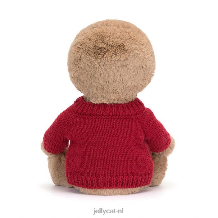 Jellycat verlegen luiaard met gepersonaliseerde rode trui bruin NJJ68205 speelgoed-