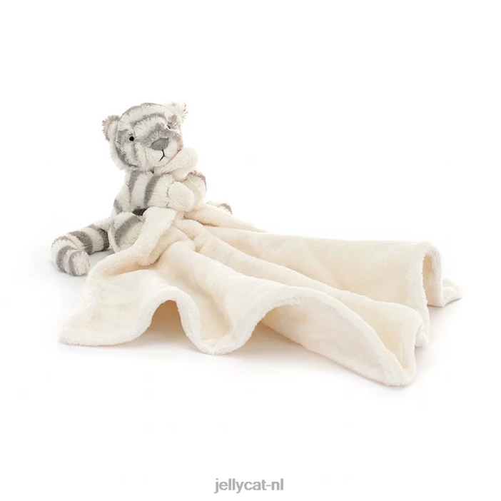 Jellycat verlegen sneeuwtijger fopspeen grijs en wit NJJ68264 speelgoed-