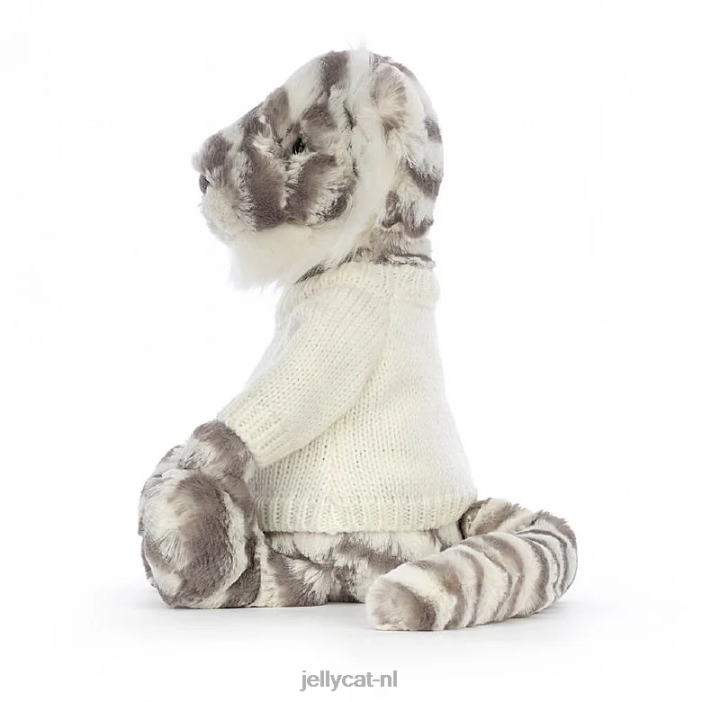 Jellycat verlegen sneeuwtijger met gepersonaliseerde crème trui grijs en wit NJJ68578 speelgoed-